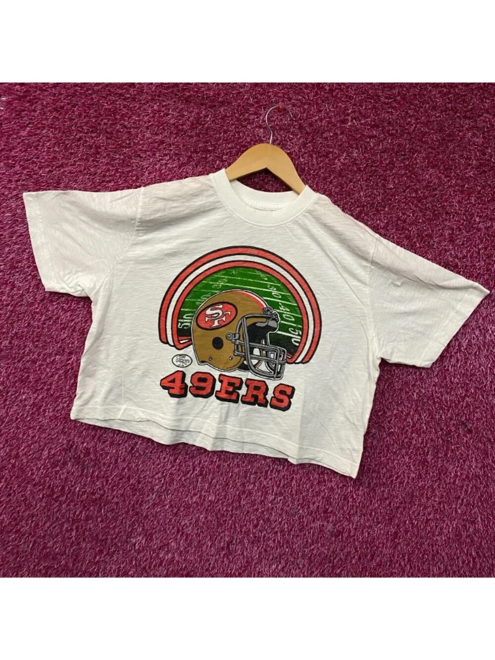 Junk Food Clothing San Francisco 49ers Game Time Women's Mock Neck Crop Tee